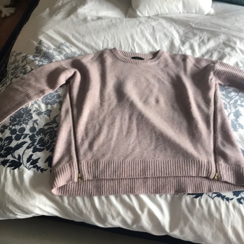 Light pink wool sweater J Crew with zipper detail